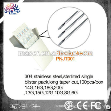 Non-toxic EO gas sterlized tattoo piercing needles 316L stainless steel body piercing needles